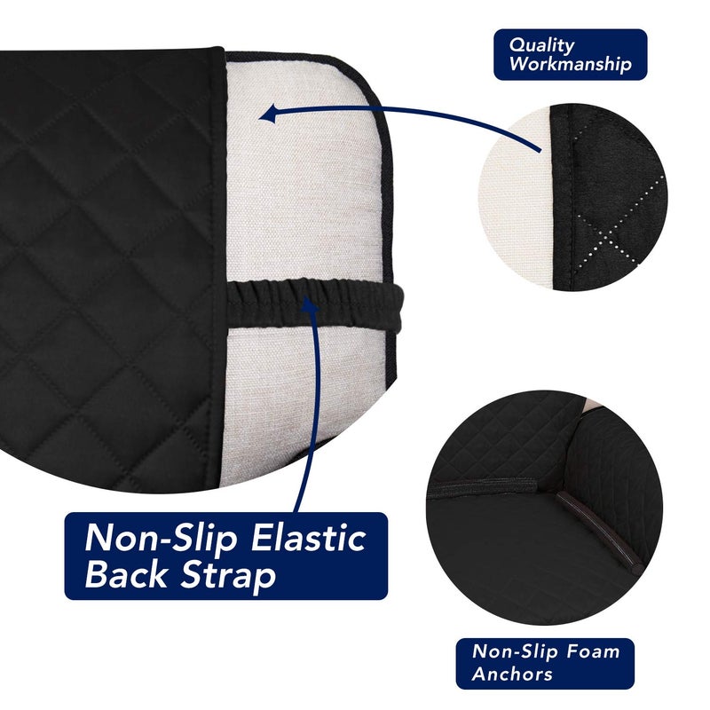 PureFit Reversible Quilted Sofa Cover, Water Resistant Slipcover Furniture Protector, Washable Couch Cover with Non Slip and Elastic Straps for Kids, Dogs, Pets (Oversized Sofa, Black/Beige) - Image 3